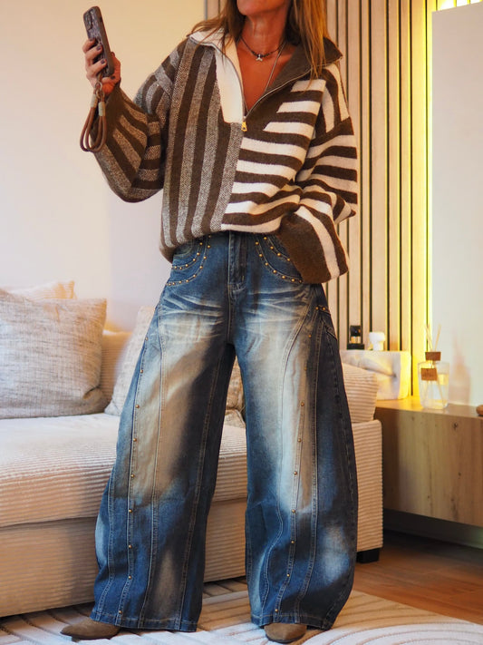 Magnifique jeans Balloon avec clous.