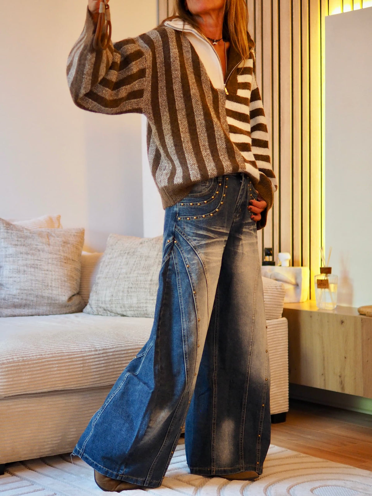 Pull style camioneur camel/taupe.