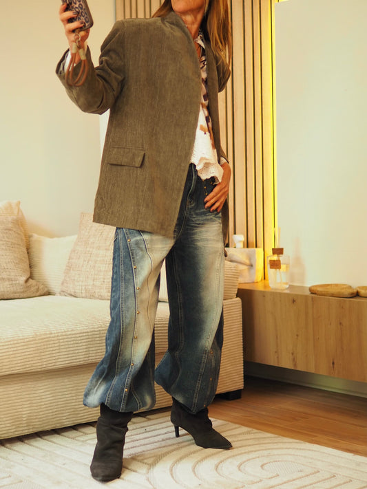 Veste taupe touché velours un chiné.