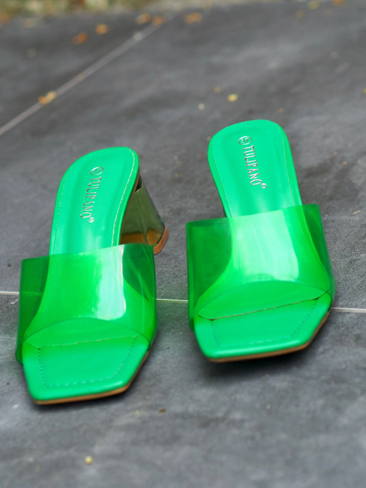 mule - plastique - transparent - vert