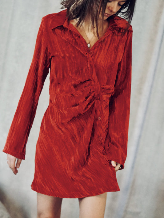 robe - rouge - courte - velours 